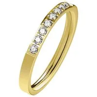 Taffstyle Fingerring Damen Verlobungsring Ehering mit Kristallen elegant filigran glänzend (Feiner Damenring mit funkelnden Kristallen in Roségold Gold oder Silber - Geschenkidee)