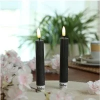 Adilina LED-Kerze LED Stabkerzen Tafelkerzen Dinner Spitzkerzen Rustik 16cm schwarz 2St, warmweiß (2100K bis 3000K)