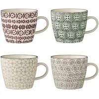 Bloomingville Becher Bloomingville Karine Becher 300 ml Grün Steingut 4er Set, Steingut