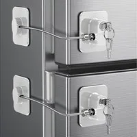 TUWENA Kindersicherung 2 Stück Kühlschrank Schloss mit Klebstoff, Kindersicherheits-Schloss, Kühlschrankschloss für Gefrierschrank, Schränke, Schubladen, Fenster