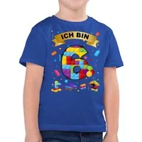 Shirtracer T-Shirt Ich bin 6 Bausteine (1-tlg) 6. Geburtstag