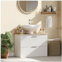 HOMCOM Waschbeckenunterschrank zwei große Schubladen (Badezimmer Unterschrank, 1-St., 1er Set) 80 cm breit