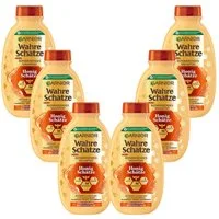 GARNIER Haarshampoo WAHRE SCHÄTZE HONIG, Packung, 6-tlg., Für alle Haartypen, mit Honig, Aloe Vera und Jojoba-Estern