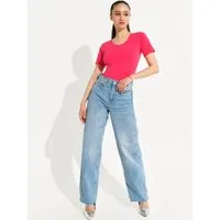 Evoni Body für Damen Kurzarm T-Shirt-Body mit Rundhals
