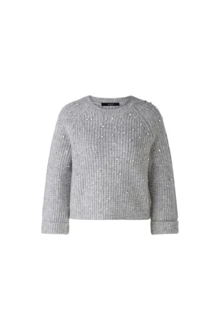 Oui - Pullover mit Wolle und Alpaka river stone - Gr. - 42