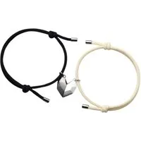 KARMA Armband Set Freundschaftsarmbänder Herz Partnerarmband Schwarz Weiß (Mutter Tochter Damenarmband Damenschmuck Armbandset, 2-tlg., Armbänder Schmuck für Frauen Freundinnen)