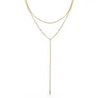 Hey Happiness Y-Kette Zweireihiges Collier, Elegante Layer Kette Damen Edelstahl, wasserfest