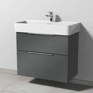 Sanipa 3way Waschtischunterbau zu Laufen VAL Waschtisch mit 2 Auszügen, Anthrazit-Glanz UF82379