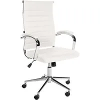 furnicato Bürostuhl Mollis Echtleder 102-112x56x61 cm weiß (1 St)