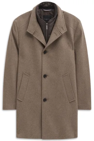 bugatti - Herrenmantel Wolle beige - Gr. - 50