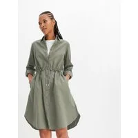 bonprix Midikleid (1-tlg) für lässigen Look, aus Leinen-Baumwoll-Mix, in A-Linie, mit Taschen
