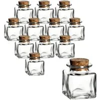 gouveo Vorratsglas Gewürzgläser 50 ml eckig mit Korken - Mini Korkengläser mit Korken, (12-tlg)