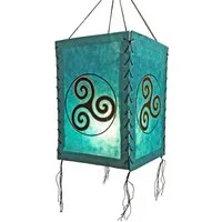 Hathi Lampenschirm Triskele, türkis, LOKTA Papier, Hängelampe Nepal