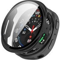 Wigento Smartwatch-Hülle + Schutzglas für Samsung Galaxy Watch 8 40mm Kunststoff PC Schwarz, Schutzhülle aus PC + Hart Glas für Rundumschutz