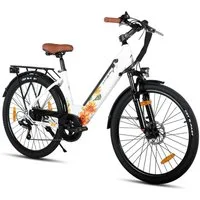 HILAND E-Bike 26" E-Mountainbike mit Shimano-Schaltung, Gepäckträger & Nabenmotor, Heckmotor, 374,4 Wh