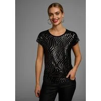 Laura Scott Rundhalsshirt aus elastischem Jersey, Kurzarm-Design, figurumspielende Passform