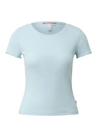 Q/S designed by - T-Shirt mit Rippstruktur blau - Gr. - XL