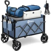 Sekey Bollerwagen Ultraleicht Faltbarer Handwagen Transportkarre bis zu 80kg / 100kg, 80 KG / 60 L Einkaufswagen Campingwagen mit Höhenverstellbarem Griff
