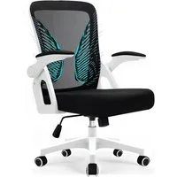 Milacyee Bürostuhl Ergonomischer Bürostuhl mit 90° klappbaren, gepolsterten Armlehnen (Höhenverstellbarer Atmungsaktiv Chefsessel mit geräuscharmen Rollen,Drehstuhl mit dynamische Rückenstütze), Platzsparend, Atmungsaktives Mesh, 150 kg Belastbarkeit