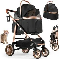 TLGREEN Hundebuggy 4-in-1 Großer Hundewagen, (Faltbar, 360° Gummiräder mit Schwingungsdämpfung), Katzenwagen