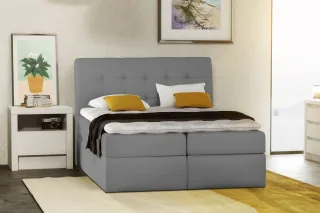 Boxspringbett Schlafzimmerbett TURIN Kunstleder Hellgrau 140x200 cm