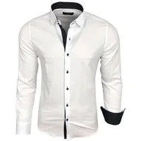 Baxboy Langarmhemd Baxboy Herren Kontrast Hemden Business Freizeit modernes Hemd B-500