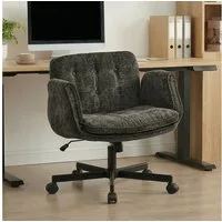 Vankel Drehstuhl Ergonomischer Bürostuhl aus Chenille mit breitem Sitz, Mit verstellbaren Armlehnen, Rollen und bis 150 kg belastbar