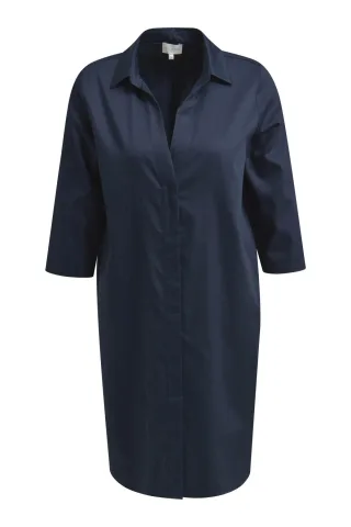 Milano Italy - Dress w collar + placket, 3/4 sleeves navy - Gr. - 46