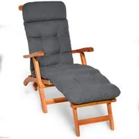 Beautissu Polsterauflage Bequeme Liegenauflage Deckchair, 200x50x8 cm, Grau, Gartenliege Auflage mit Schaumflockenfüllung – Polster für Liegestuhl