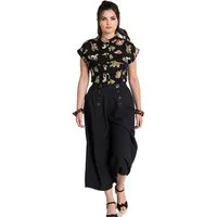 Hell Bunny Schlaghose Murphy Culottes Hosenrock Vintage Retro Capri Wide Leg