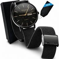 StellarLuma Quarzuhr Herrenuhr Uhr Herren Armbanduhr Quarzuhr Uhr Mesh Armband Edelstahl Sternenhimmel, (Packung), Edelstahl-Quarzuhr mit Datumsanzeige und 3 ATM Spritzschutz