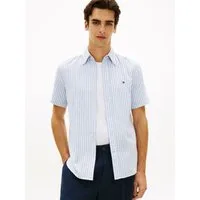 Tommy Hilfiger Kurzarmhemd LINEN BLEND BENGAL STRIPE regular fit, gestreift, Button-down-Kragen