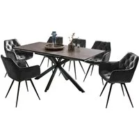 HELA Essgruppe HAVEL, (7-tlg), Tisch 140-180x90 cm, Synchronauszug, Stuhl 360° drehbar, Armlehnen