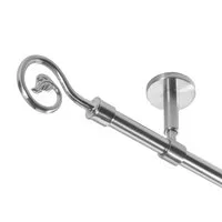 BASIT Gardinenstange Rohr Edelstahl 16 mm mit Deckenträgern 120 cm E20, Ø 16 mm, 1-läufig, verschraubt, Edelstahl, D11 120 cm E20 Blatt