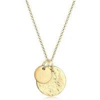 Elli Kette mit Anhänger Plättchen Münzen Organic Look 925 Silber
