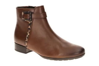 Gabor 8031.01.003 Damen Stiefeletten Braun Saddle/Natur Leo-Muster Blockabsatz