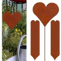 CEPEWA Gartenstecker Gartenstecker 48er Set Herz Rost-Design Garten (48-St)