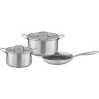 GSW Topf-Set Inoxxa Black, Glas, Edelstahl (Set, 5-tlg), Kochtopf-Set aus Dreischicht-Material mit Antihaft-Versiegelung