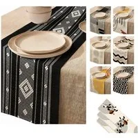 LIVINA HOME Tischläufer Premium Tischdecke abwaschbar, Tischband, moderne Leinenoptik Decke, Tischtuch, Gartentischdecke, Tafeltuch, Oster Deals Sale!