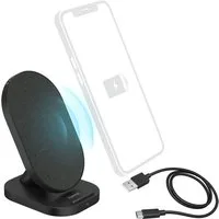 Hama QI Wireless Charger FC10-S Schnell Induktion Induktions-Ladegerät (Ladegerät Ständer Ladestation Kabellos Docking für Smartphone iPhone)