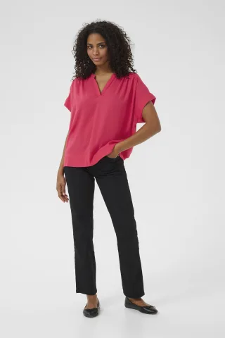 Kurzarm-Bluse Loose fit Raspberry pink