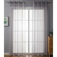Gardinenbox Gardine (2 St), Ösen, transparent, Voile, Ösenvorhänge Voile »Uni« Bleibandabschluß 20332-cn2