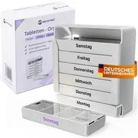 Senomed Pillendose Tablettenbox Weiß 7 Tage mit 4 Fächern pro Tag – Wochendosierer (1 St), Hochwertig, Langlebig, Robust
