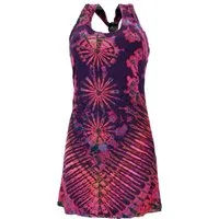 Guru-Shop Midikleid Batik Minikleid, Boho Tank-Kleid - pink alternative Bekleidung