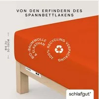 Schlafgut Spannbettlaken PURE Bio-Baumwolle mit Elasthan, 170 g/m², Bettlaken, Spannbetttuch, Jersey, Gummizug: rundum, (1 Stück), PREMIUM Laken für Matratzen bis 30cm Höhe, dehnbar blickdicht, straff