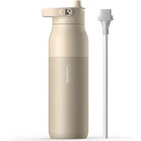 BRITA Trinkflasche BRITA LARQ Essential Trinkflasche (1L) mit Strohhalm, Edelstahl Wasserflasche mit doppelwandiger Isolierung - hält 24h kalt
