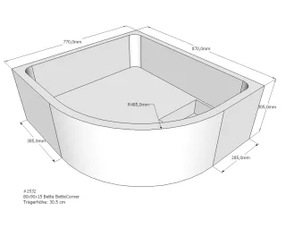 Neuesbad Wannenträger für Bette Corner 80x90x15 Viertelkreis SD22014