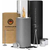 Monster24 Echtfeuer-Dekokamin Bio-Ethanol Standkamin für Indoor & Outdoor (80x26x26 cm)