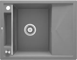 Neuesbad Grau Metallic Granitspüle 1 Becken mit Abtropffläche mit FITTING NB1DEZRMS11A1