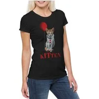 Urban Backwoods Print-Shirt It Kitten Damen T-Shirt Es It Fun Katze Katzen Cat Cats Ballon Balloon (1-tlg) Killer Movie Clown Meow